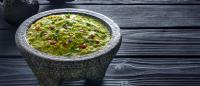 guacamole in a molcajete